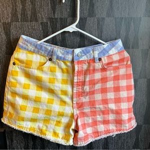 Farm Rio gingham jean shorts size medium